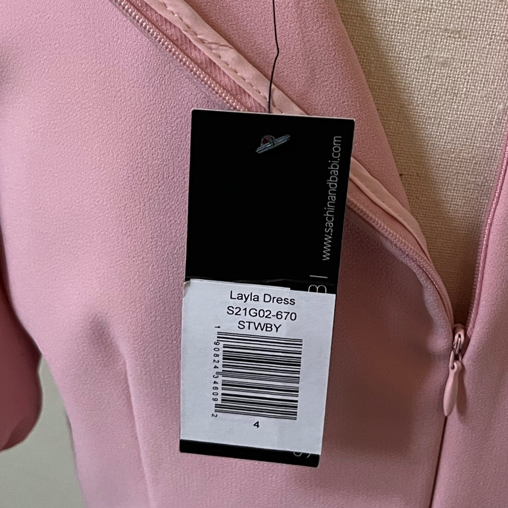 NWT SACHIN + BABI | Pink Layla Midi Dress w Puff Sleeve and Mermaid Hem | Size 4 - Picture 14 of 16